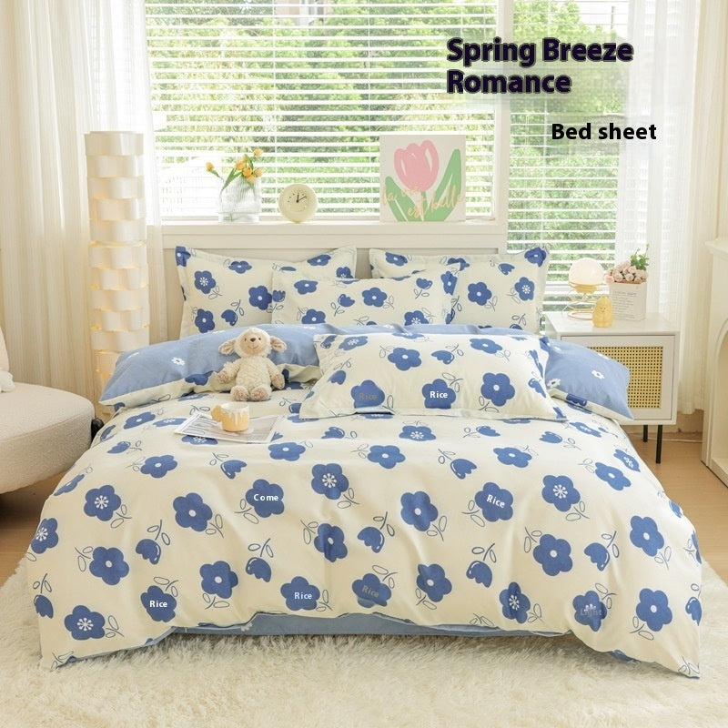 Four Seasons Woolen Cotton Four-piece Quilt Cover Bed Sheet Dormitory Set