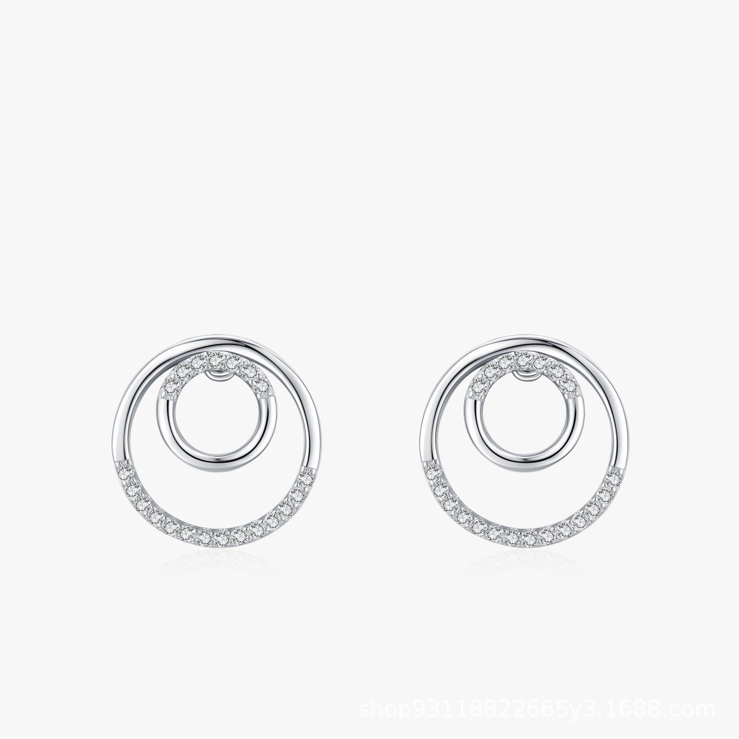 Stylish Round Micro Rhinestone Stud Earrings For Women