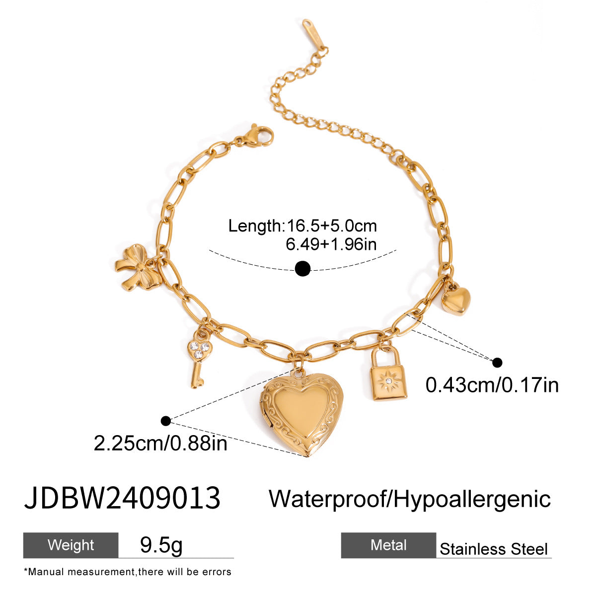 Bracelet chaîne d'amour tendance en acier titane avec nœud papillon et perles