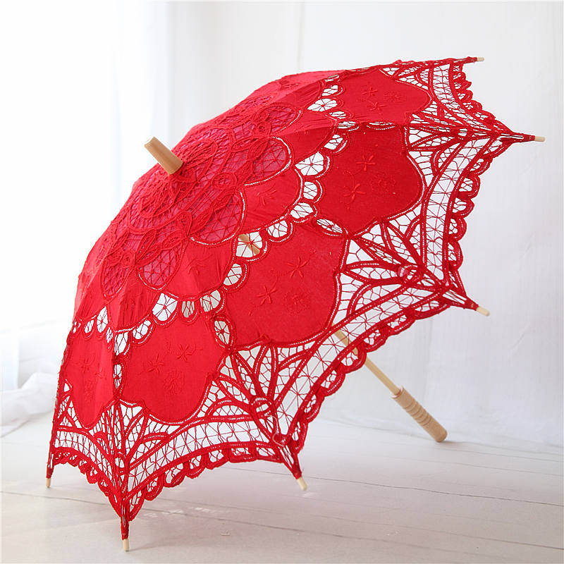 Parapluie artisanal long manche en dentelle vintage pour femme