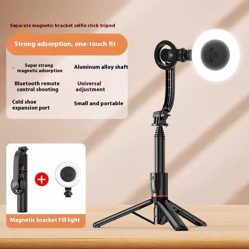 Support de téléphone pour diffusion en direct, trépied paresseux portable avec lumière d'appoint
