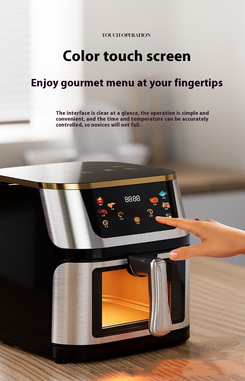 12L English Large Capacity Visible Stainless Steel Household Air Fryer