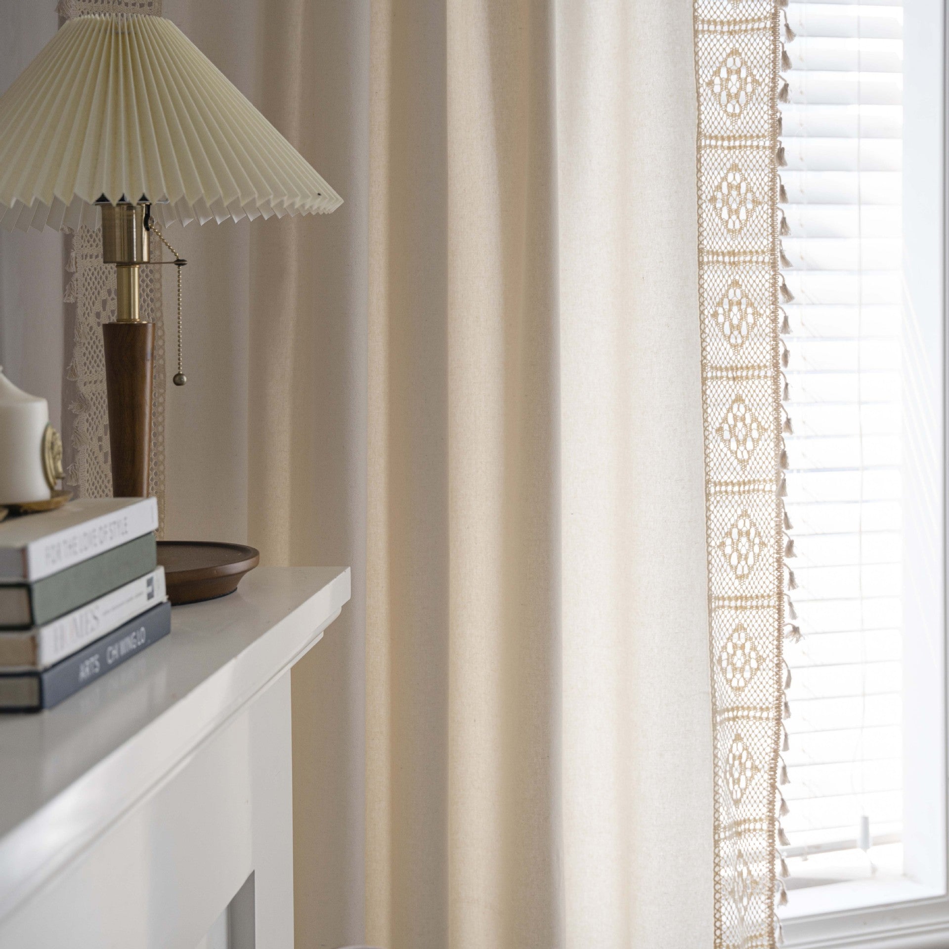 Handmade Flowers Splicing Partition Curtain Cotton Linen Semi-transparent Curtain