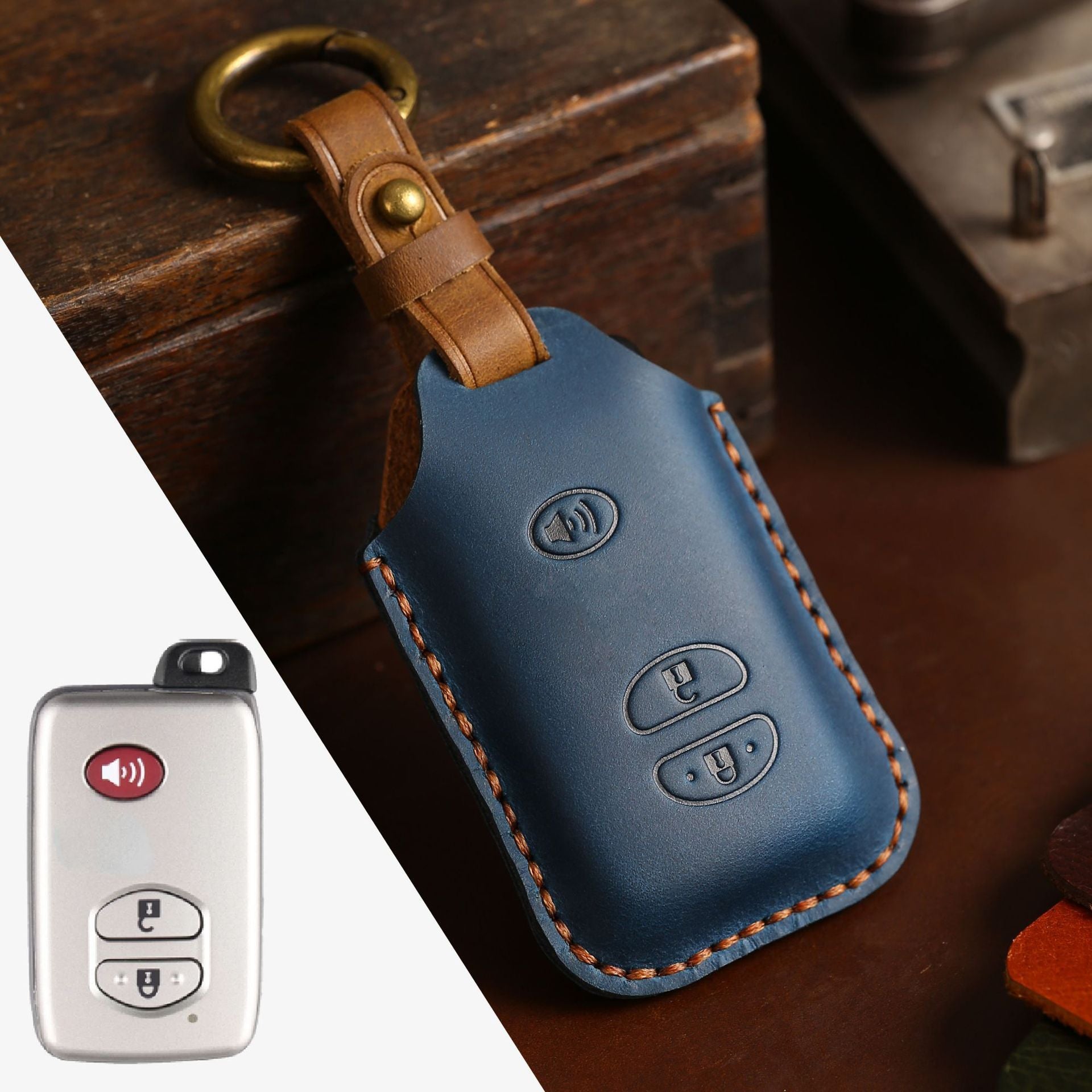 Simple Leather Car Key Case