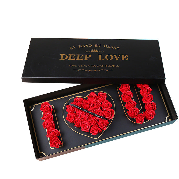 Boîte Cadeau Fleur de Savon Cœur "Je T'aime" Cadeau de Noël Saint-Valentin