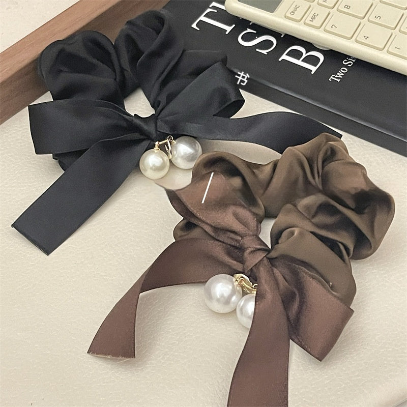 Pearl Bow Large Intestine Hair Ring High Sense