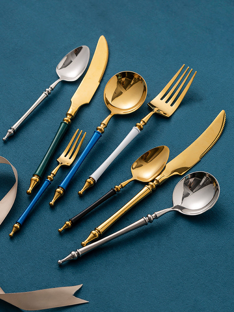 Steak Golden Knife Fork And Spoon Three-piece Set