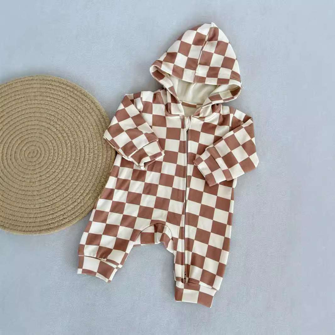 Hooded Pure Cotton Romper Children's Long Sleeve Jumpsuit Outer Wear