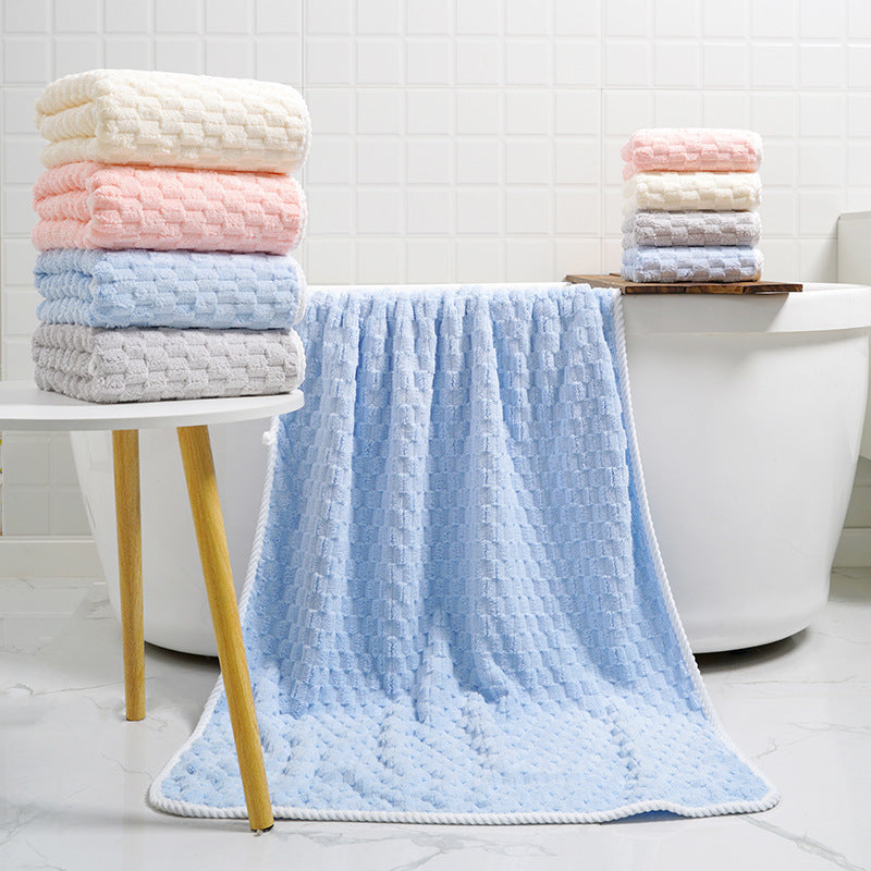 Cloud Lattice Coral Fleece Bath Towel Household
