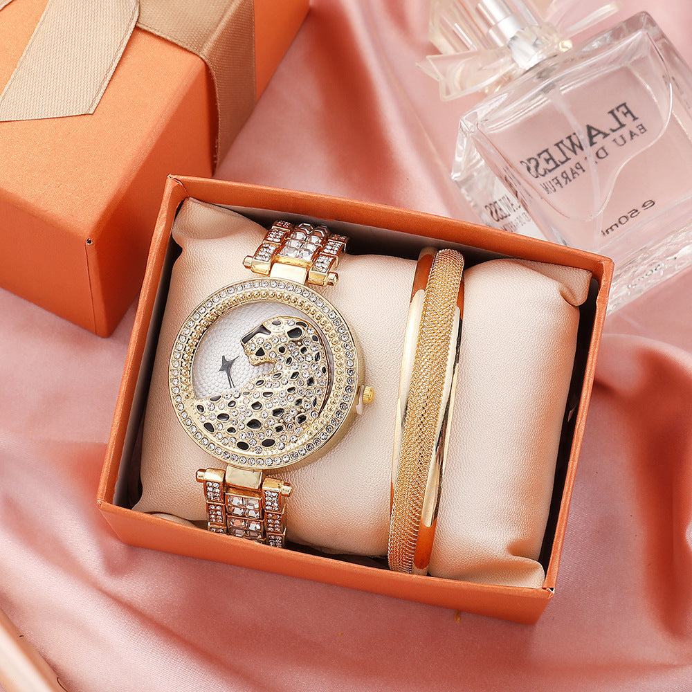 Watch Quartz Rhinestone Leopard Pattern Full Of Diamonds