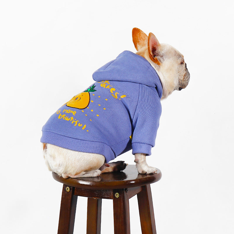 Sweat à capuche en peluche imprimé dessin animé d'hiver pour animaux de compagnie