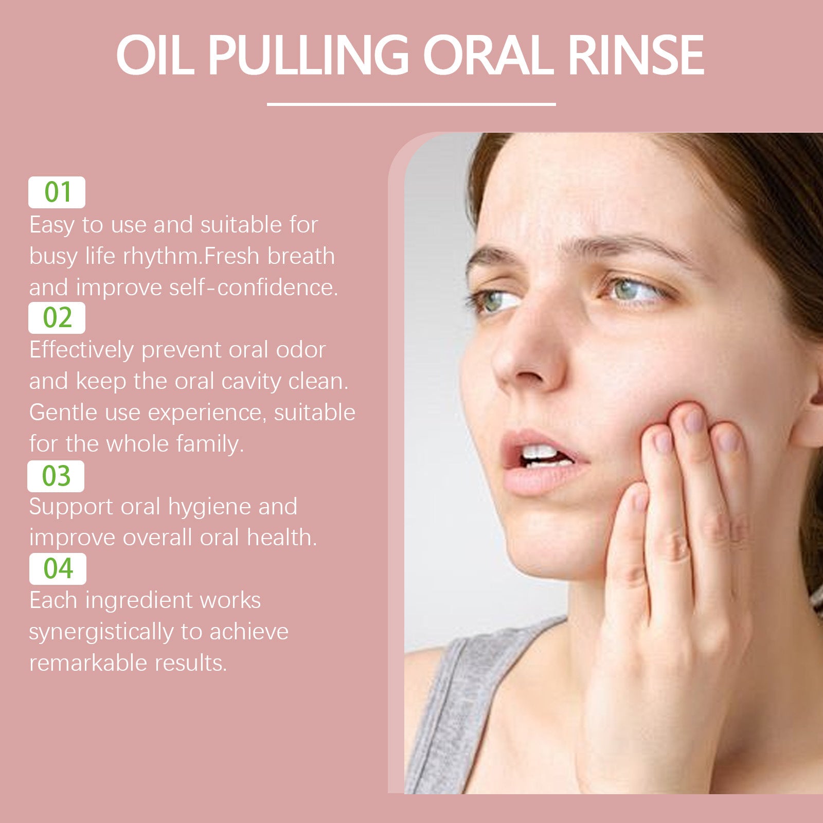Rince-bouche de soins dentaires pour les taches et l'odeur buccale
