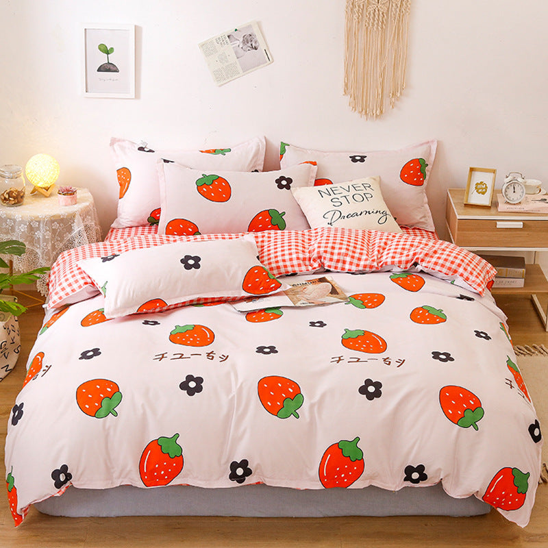 Washed Cotton Four-piece Bedding Set Autumn Single
