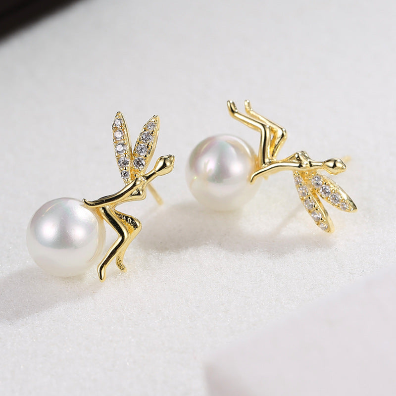 Boucles d'oreilles ange assis en argent