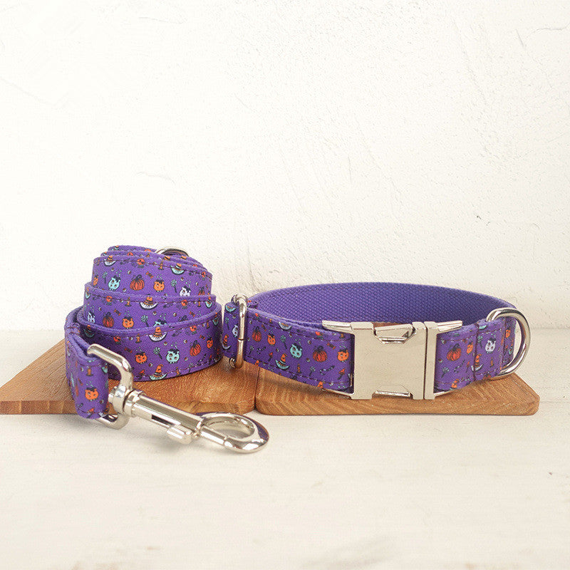 Ensemble d'accessoires pour animaux de compagnie d'Halloween violet - Collier pour chien