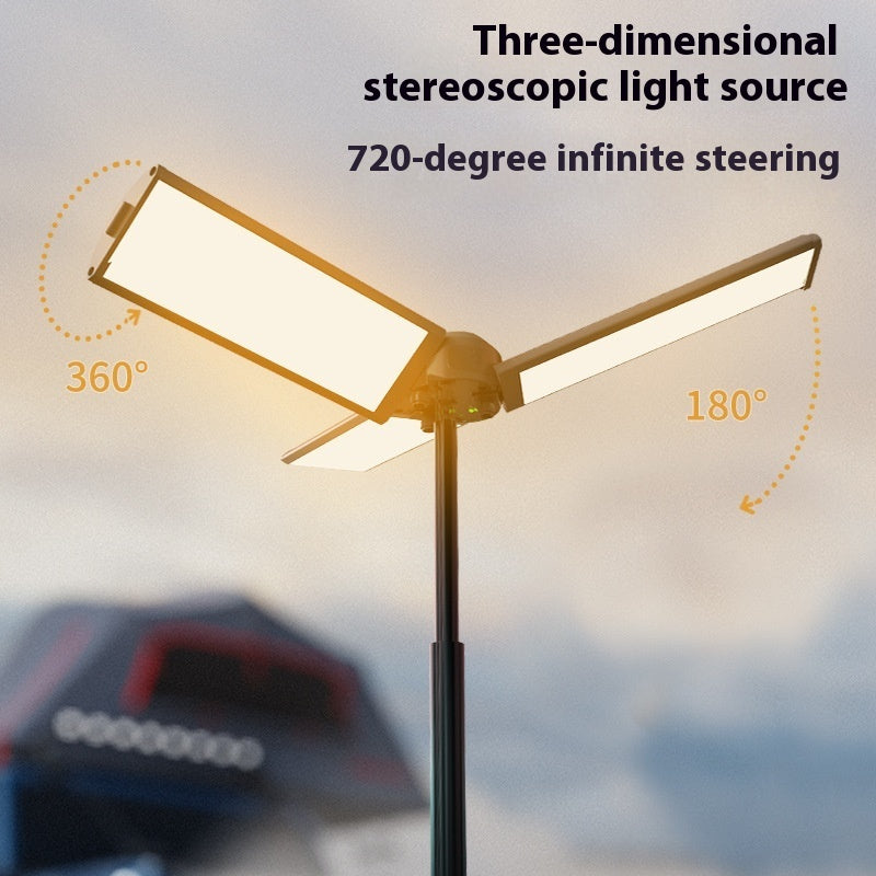 Lanterne de camping multifonctionnelle rechargeable à trois feuilles avec support