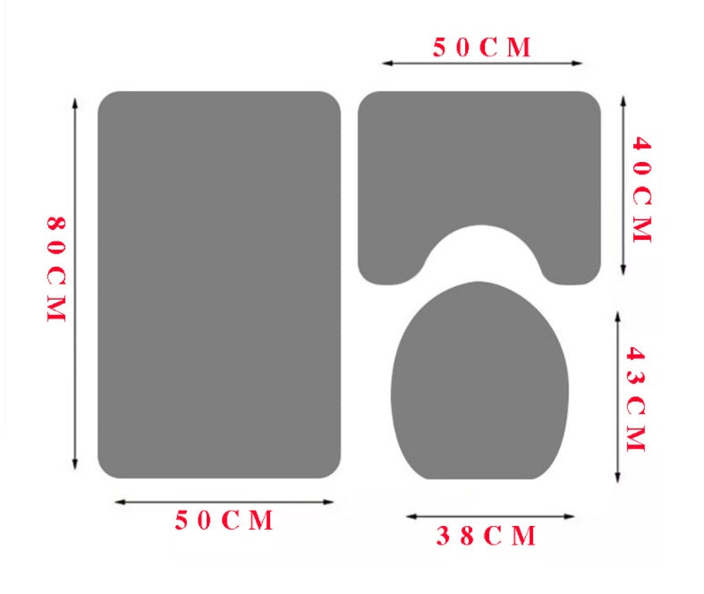 Polyester Shower Curtain Four Piece Bathroom Toilet Three Piece Set