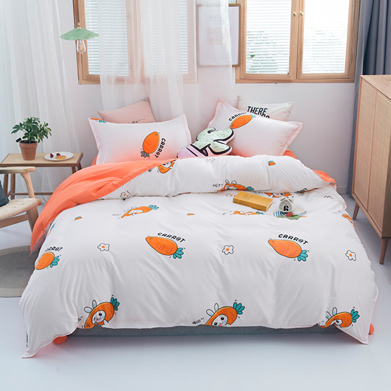 Washed Cotton Four-piece Bedding Set Autumn Single