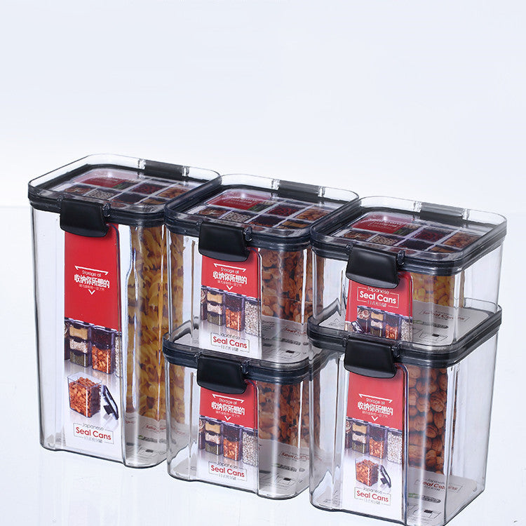 Bocaux de cuisine carrés transparents en plastique avec couvercle, boîte de rangement pour céréales