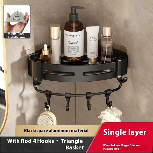 Gun Gray Bathroom Rack Triangle Wall-mounted Punch-free Storage