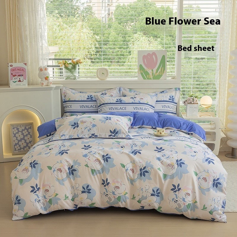 Four Seasons Woolen Cotton Four-piece Quilt Cover Bed Sheet Dormitory Set