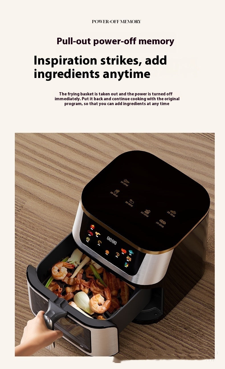 12L English Large Capacity Visible Stainless Steel Household Air Fryer