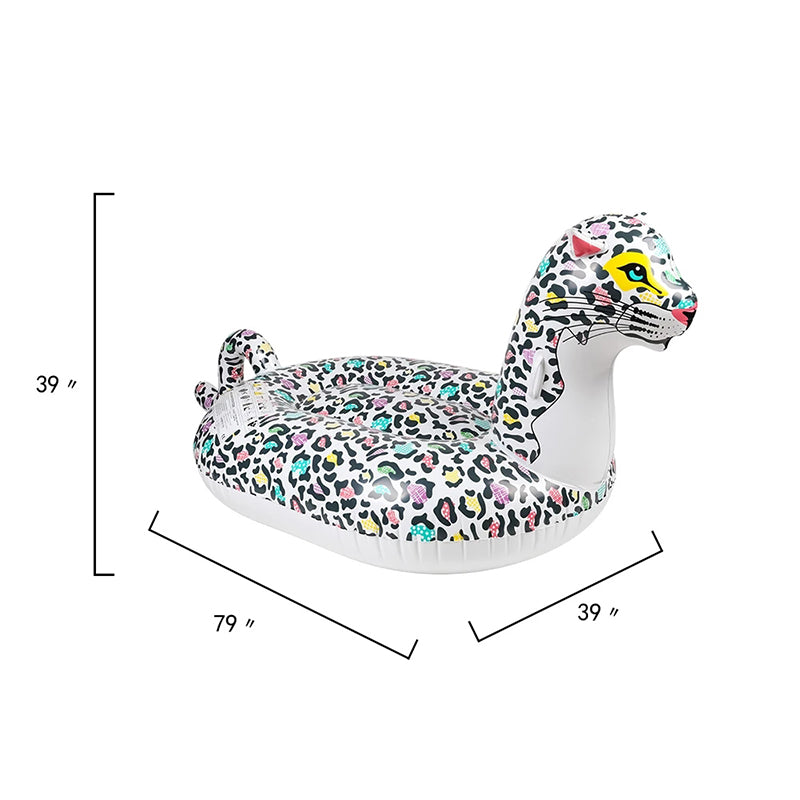 Monture aquatique gonflable épaissie surdimensionnée, motif léopard, rangée flottante gonflable