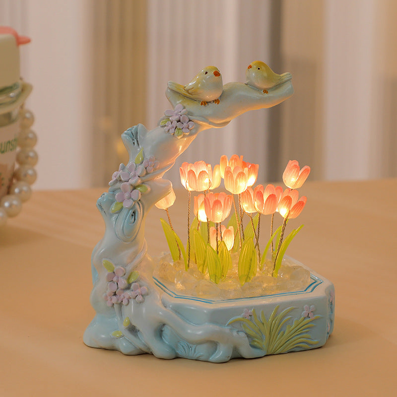 Creative Desktop Resin Craft Ornament Decorative Night Light Tulip DIY Material Package