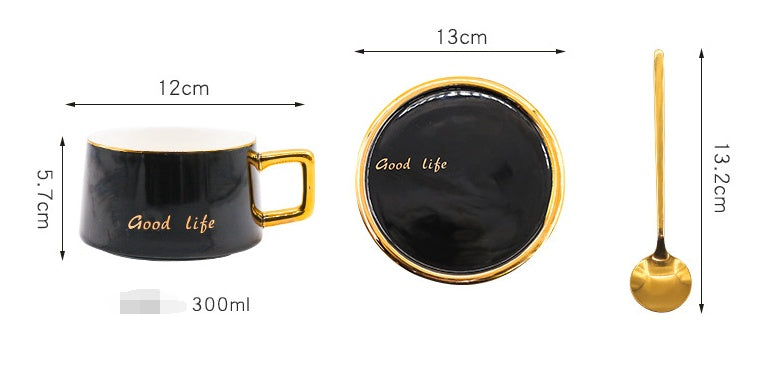 Nordic Ceramic Light Luxury Coffee Cup And Saucer Set With Gold