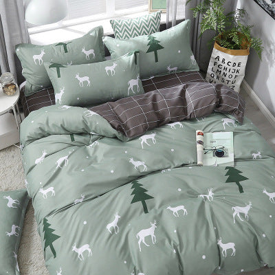 Parure de lit 4 pièces en coton aloe vera, housse de couette, textile de maison