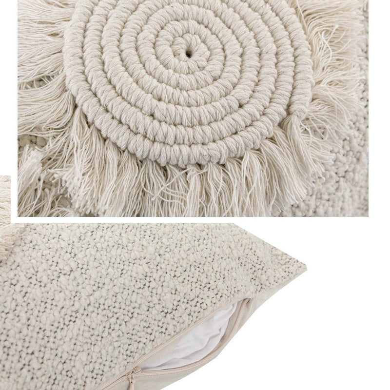 Taie d'oreiller moderne simple en coton et lin beige