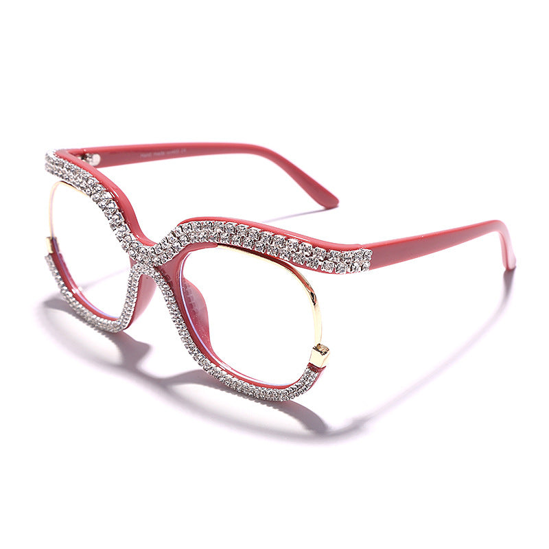 Lunettes de soleil de luxe personnalisées en diamant coloré grande monture ronde