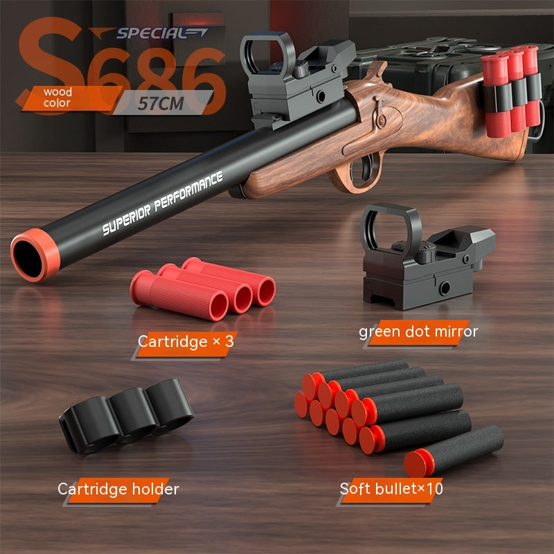 Children's S686 Spray Soft Bullet Gun Throw Shell Launch Toy