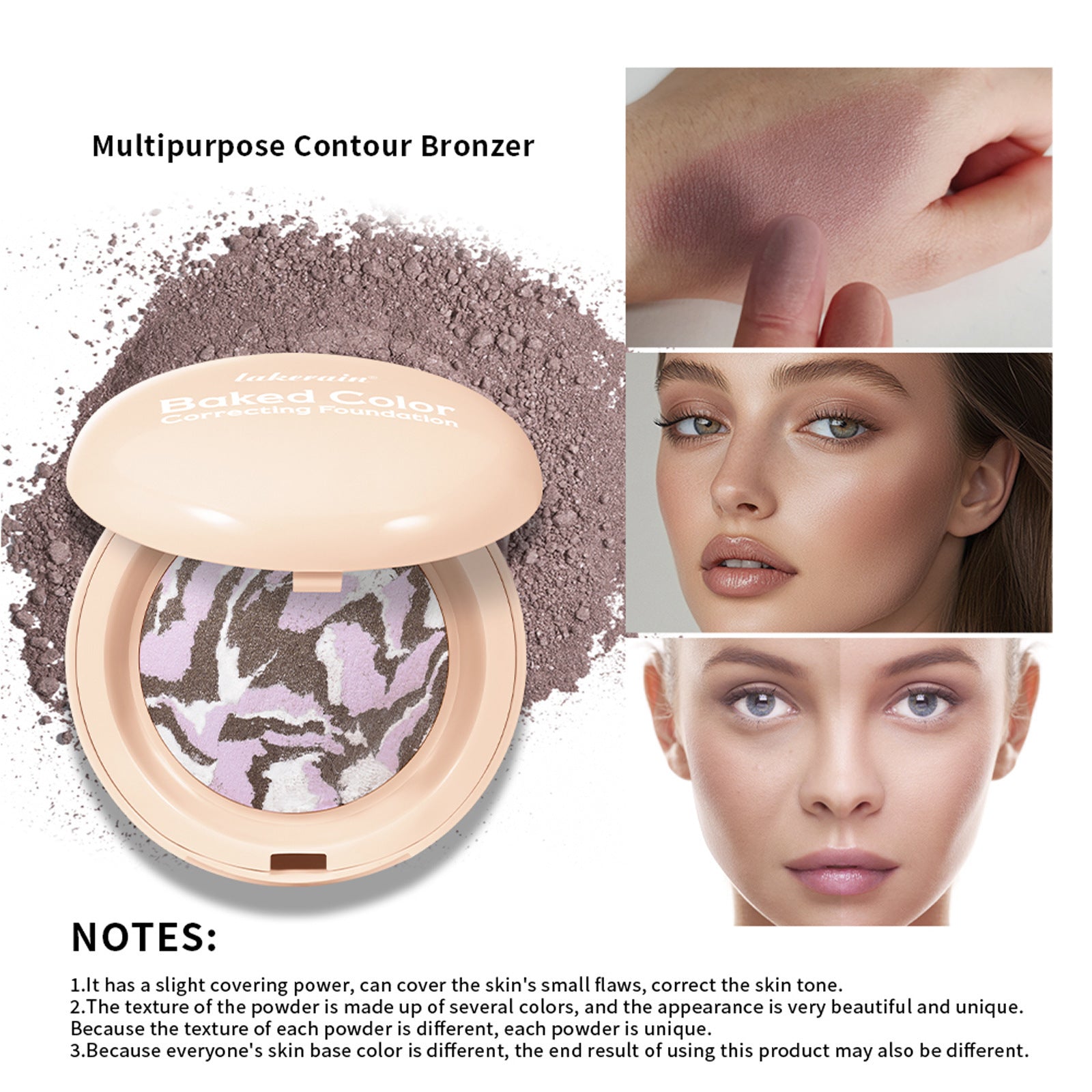 Poudre Bronzante Blush Illuminateur pour Ombre Naturelle du Nez