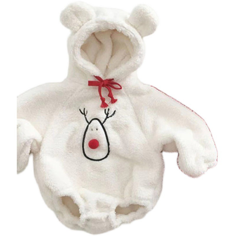 Grenouillère de Noël à capuche à manches longues en molleton