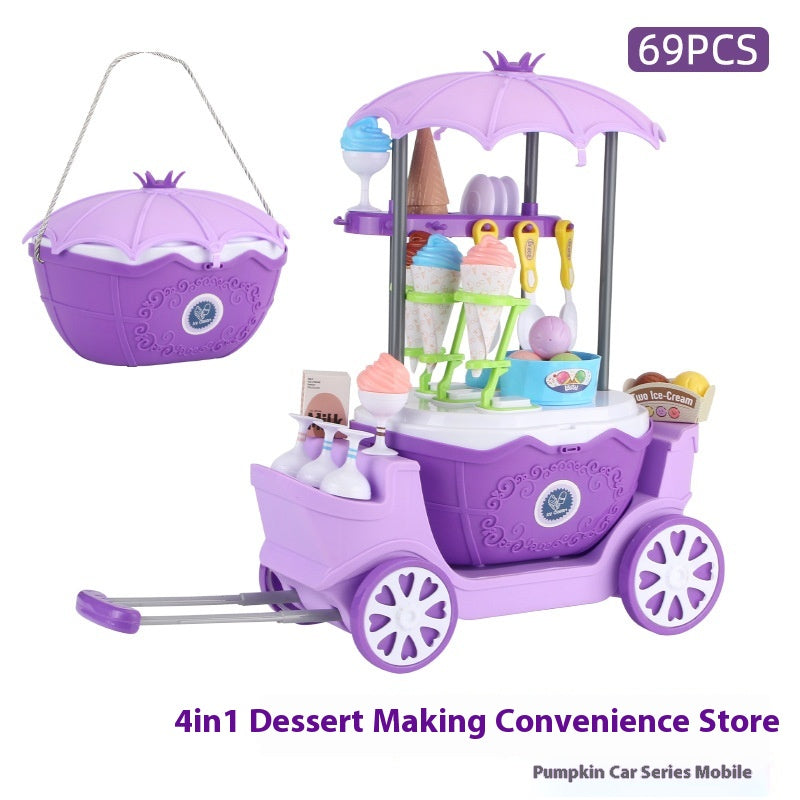 Children Play House Trolley Ice Cream Candy Car Dresser Doctor Toy Kitchen Suit