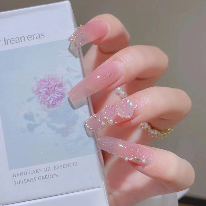 Nouvel ongle de glace fait main à travers la camélia portable