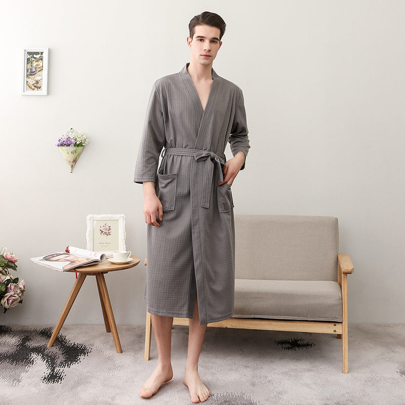 Bathrobe Women's Thin Waffle Couple Nightgown