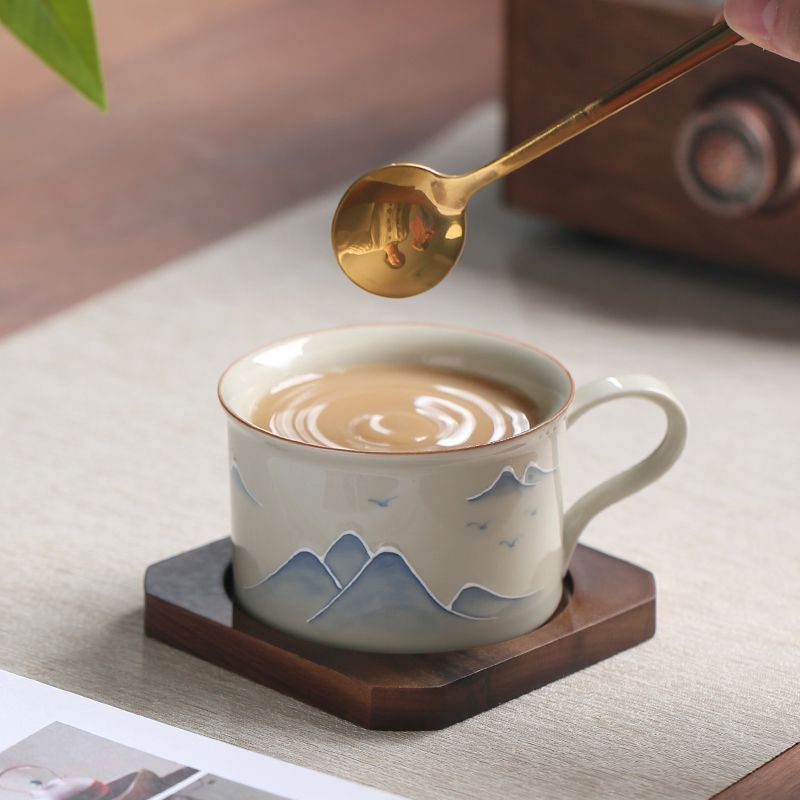 Hand Painted Landscape Coffee Cup Underglaze Household Mug