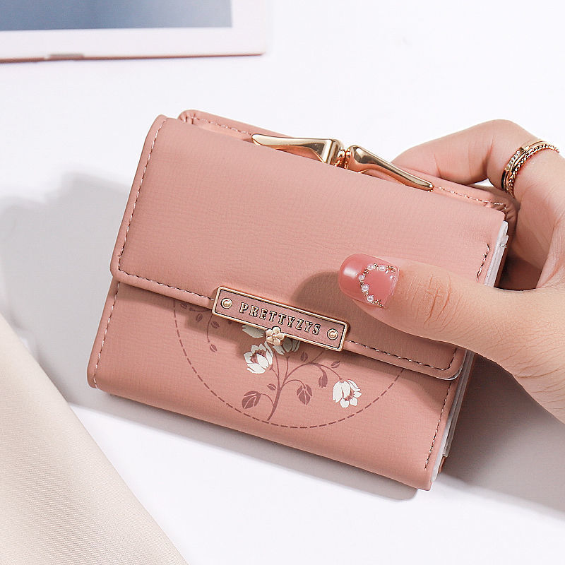 Portefeuille simple à trois volets pour femme avec porte-cartes