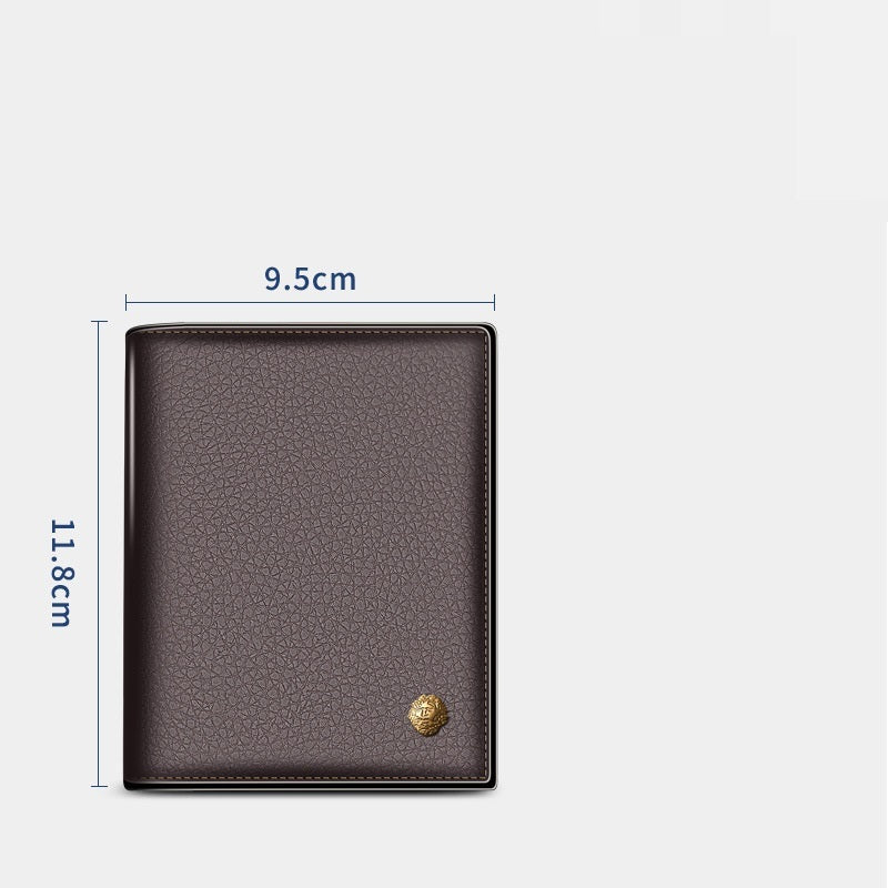 Youth Short First Layer Cowhide Wallet Vertical Korean Business
