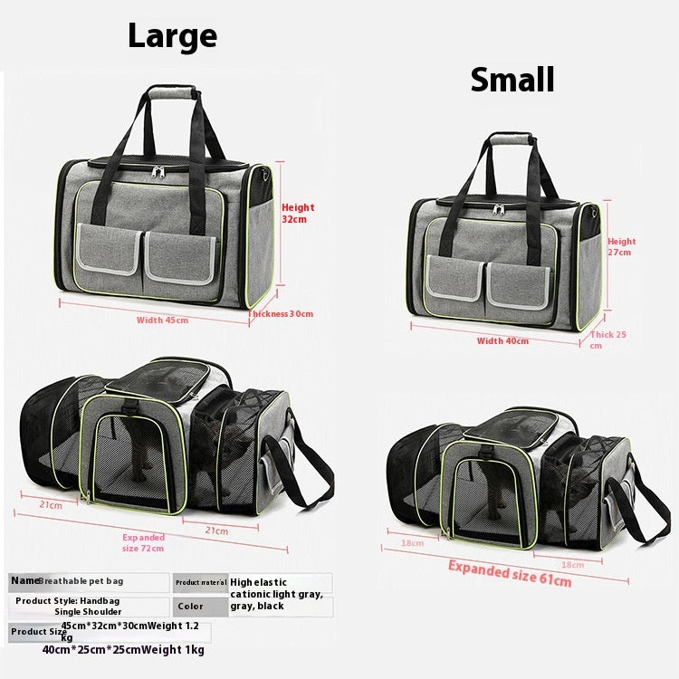Sac de transport pliable extensible et respirant pour animaux de compagnie - Portable et montable sur véhicule