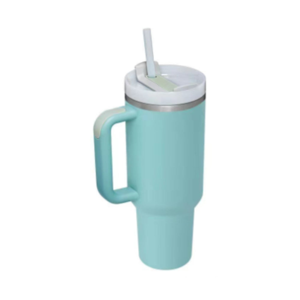 Gobelet isotherme 1,2 L avec poignée et paille, en acier inoxydable, anti-déversement, tasse à café isotherme sous vide avec couvercle, mug conique, cadeaux pour la Saint-Valentin, convient pour la voiture, la salle de sport, le bureau, les voyages