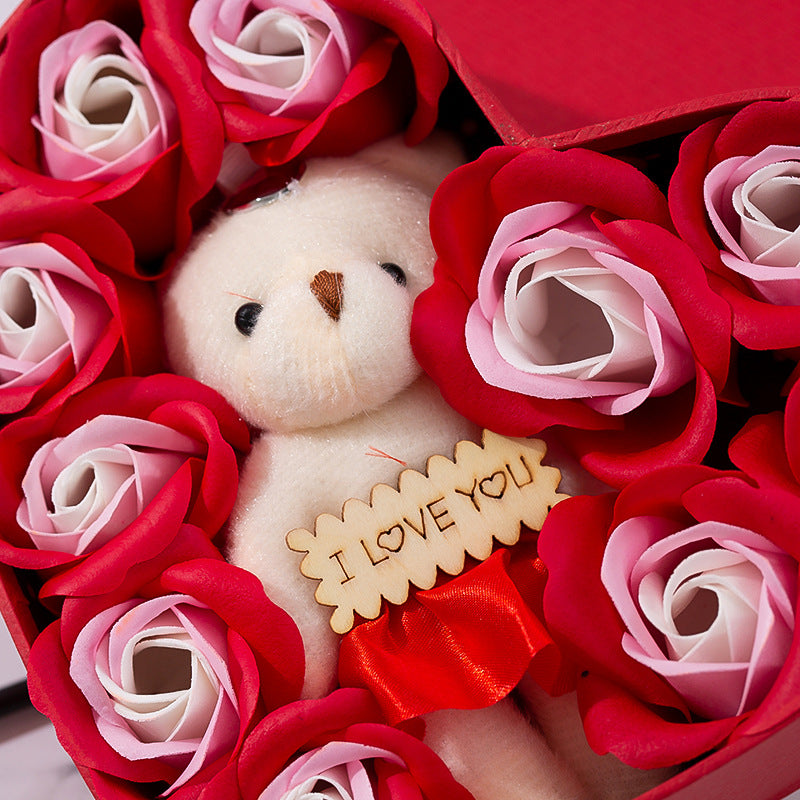Boîte cadeau Cœur de Roses en Savon Saint-Valentin Fête des Mères