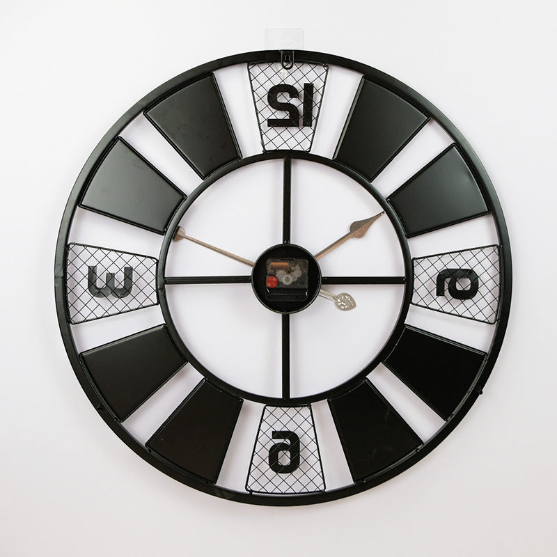 Iron American Style Retro Living Room Clock Round
