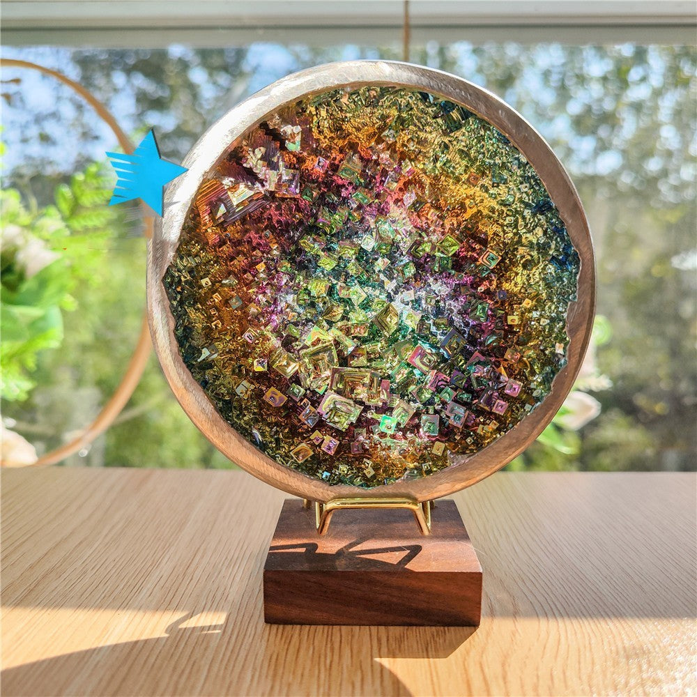 Natural Mineral Belt Edge Bismuth Ore Stone Bowl Crystal Belt Base