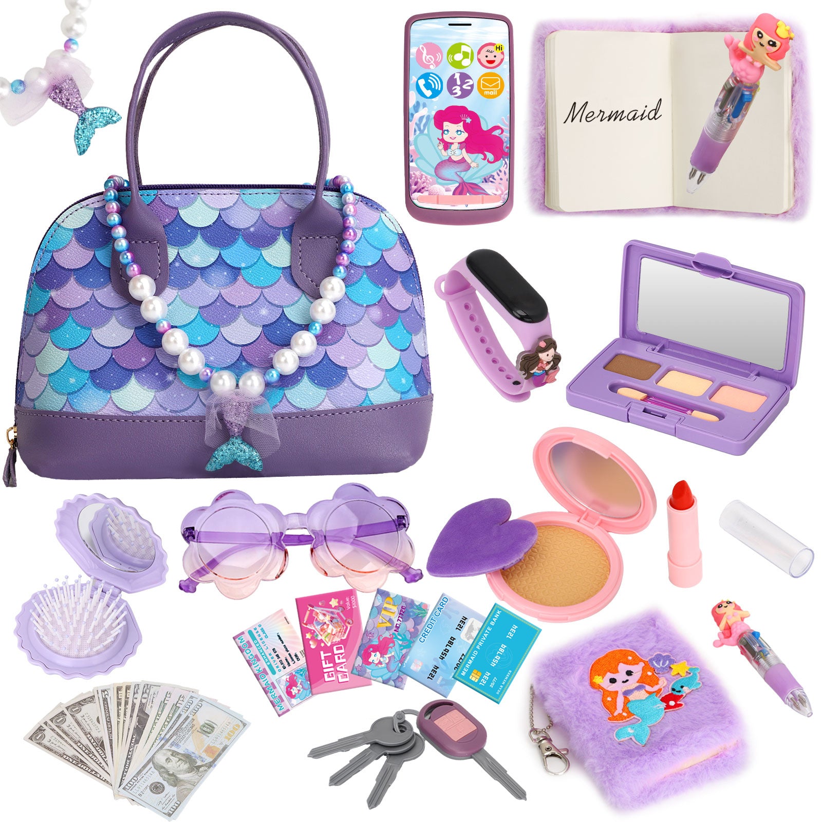 Simulation Children Play House Handbag Toy Watch Coin Purse Girl's Birthday Gift Cell Phone Bag