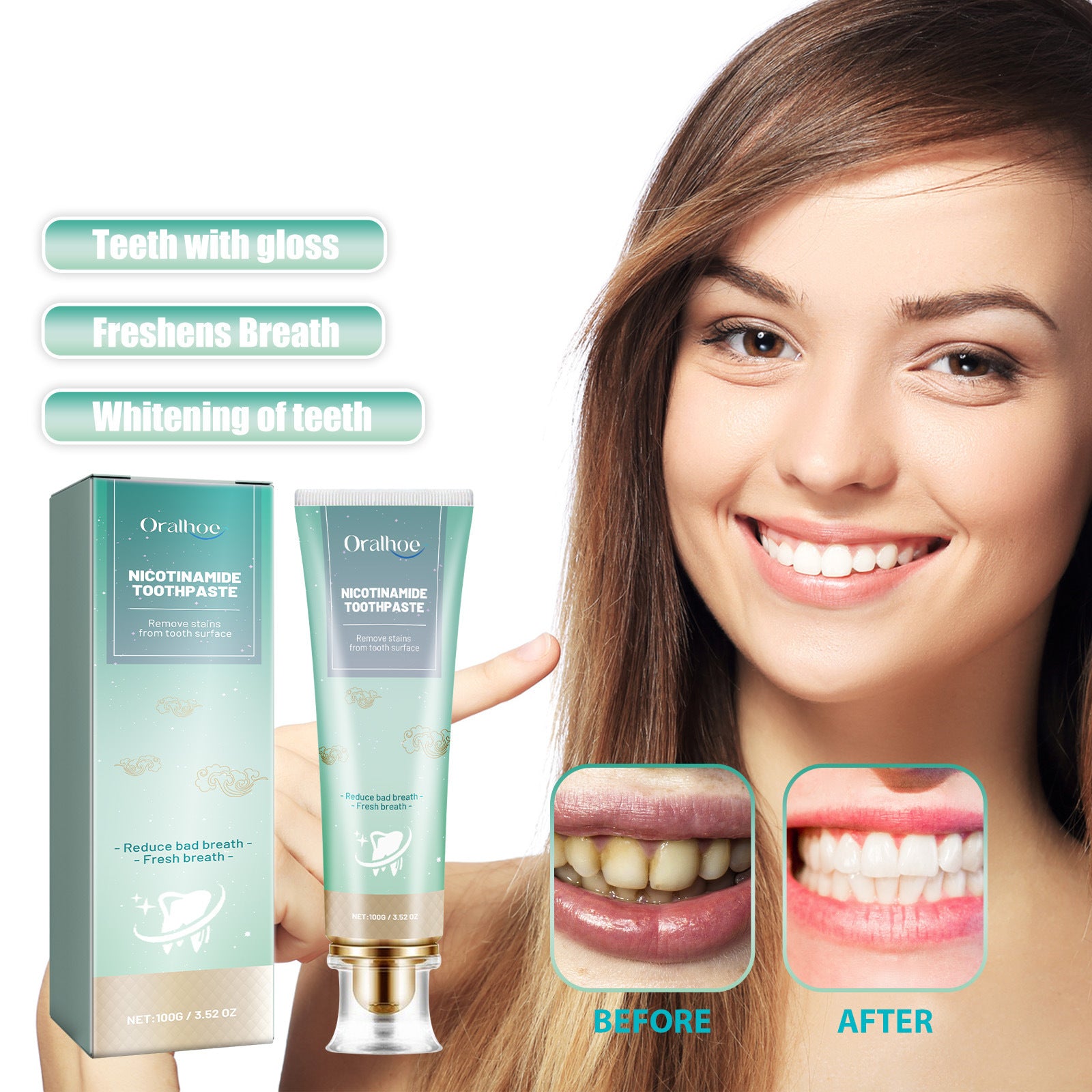 Dentifrice à la Nicotinamide Nettoyant Éclaircissant