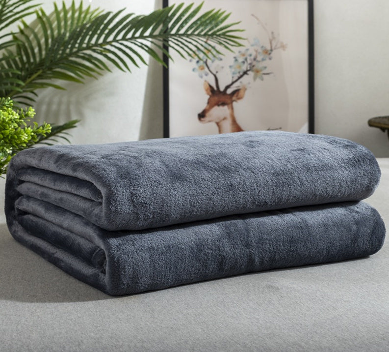 Solid Color Flannel Blanket Summer Air-conditioning Blanket Office Nap Blanket
