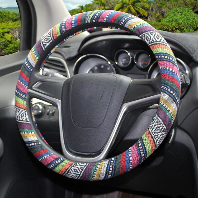 Couverture de Volant de Voiture en Tissu Grossier Style Ethnique Personnalité Tendance